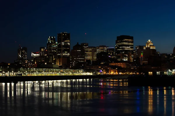 Bela Vista Sobre Porto Velho Montreal Rio Lawrence Durante Noite — Fotografia de Stock