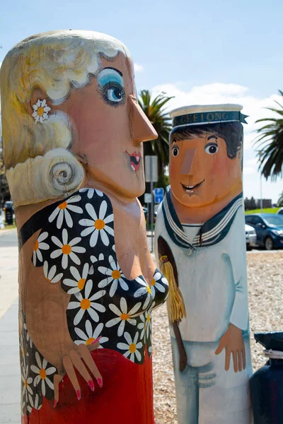 Geelong Ausztrália Október 2016 Néhány 104 Különböző Bollards Geelong Mentén — Stock Fotó