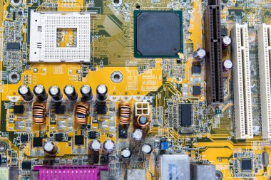 elektronik devre anakart ile bir anakart yakın çekim 