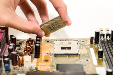 elektronik devre anakart ile bir anakart yakın çekim 