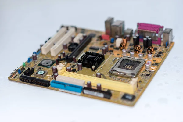 Close up van elektronica circuit moederbord een moederbord — Stockfoto