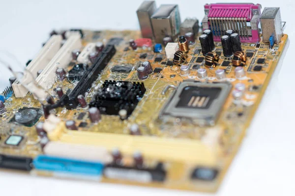 Close up van elektronica circuit moederbord een moederbord — Stockfoto