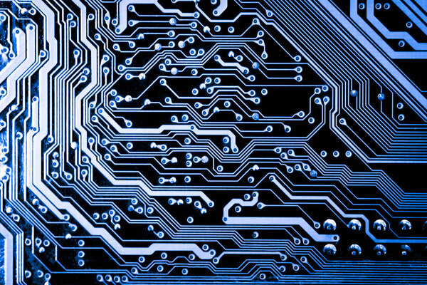 Close up of Electronic Circuits in Technology on   Mainboard background (Main board,cpu motherboard,logic board,system board or mobo)