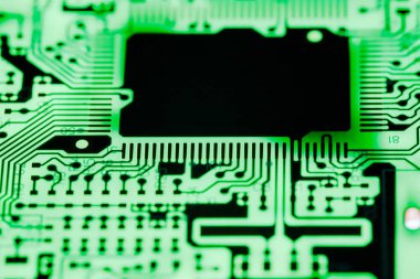 Teknoloji elektronik devrelerin anakart arka plan (ana kurulu, cpu anakart, mantık kurulu, sistem kartı veya mobo yakın çekim)