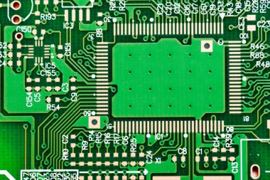 Teknoloji elektronik devrelerin anakart arka plan (ana kurulu, cpu anakart, mantık kurulu, sistem kartı veya mobo yakın çekim)