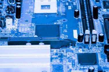 Teknoloji elektronik devrelerin anakart bilgisayar arka plan üzerinde (mantık kurulu, cpu anakart, ana kurulu, sistem kartına, mobo yakın çekim)