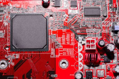 Teknoloji elektronik devrelerin anakart bilgisayar arka plan üzerinde (mantık kurulu, cpu anakart, ana kurulu, sistem kartına, mobo yakın çekim)