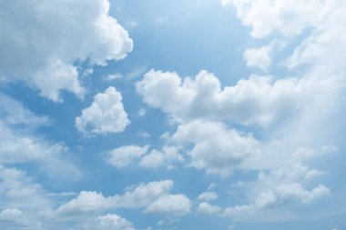 Açık mavi gökyüzü, bulutlar arka plan ile