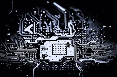 Soyut yakın çekim teknoloji elektronik devrelerin anakart bilgisayar arka plan üzerinde (mantık kurulu, cpu anakart, ana kurulu, sistem kartına, mobo)