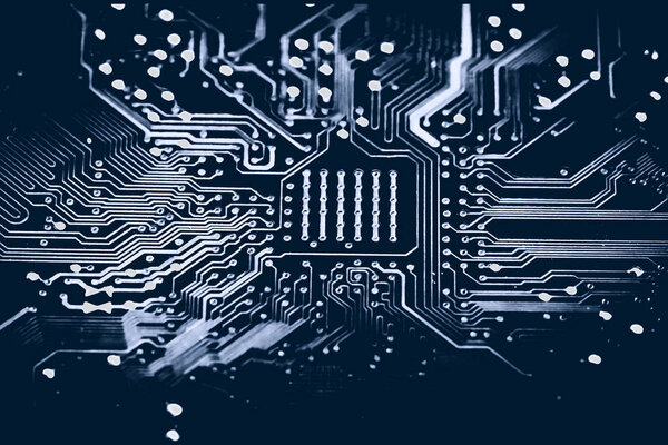 Abstract close up of Electronic Circuits in Technology on Mainboard computer background  (logic board,cpu motherboard,Main board,system board,mobo)
