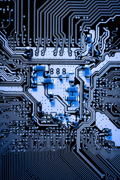 Abstrakt, närbild av elektroniska kretsar i teknik på moderkortet dator bakgrund (moderkort, cpu moderkort, Main board, systemkortet, mobo) — Stockfoto