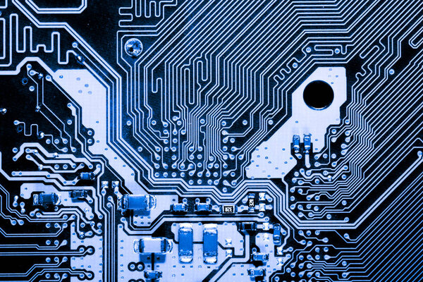 Abstract, close up of Electronic Circuits in Technology on Mainboard computer background  (logic board,cpu motherboard,Main board,system board,mobo)