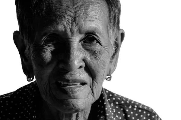 Της παλιάς γυναίκας υλοτόμηση μοναχική. , είναι ανώτερος γυναίκα στην οικογένεια και τους ηλικιωμένους. — Φωτογραφία Αρχείου