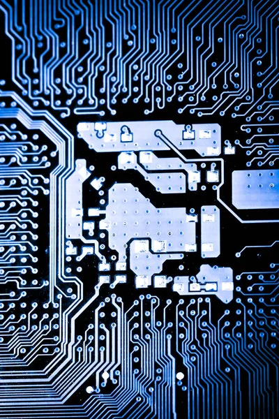 Abstract, close-up de Circuitos Eletrônicos em Mainboard Tecnologia de fundo do computador (placa lógica, placa-mãe cpu, placa principal, placa do sistema, mobo ) — Fotografia de Stock