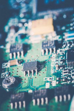 Abstract, elektronik devreler Mainboard teknoloji bilgisayar arka plan üzerine kapatalım. (mantık kurulu, cpu anakart, ana masa, sistem kartına, mobo)