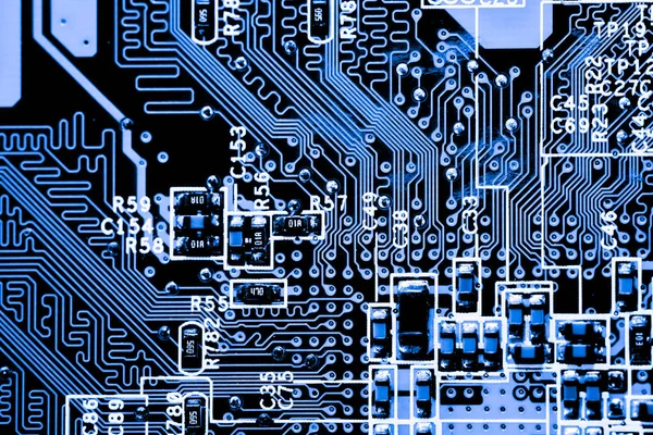 Astratto, primo piano di Circuiti Elettronici su Mainboard Technology sfondo del computer. (scheda logica, scheda madre cpu, scheda principale, scheda di sistema, mobo ) — Foto Stock