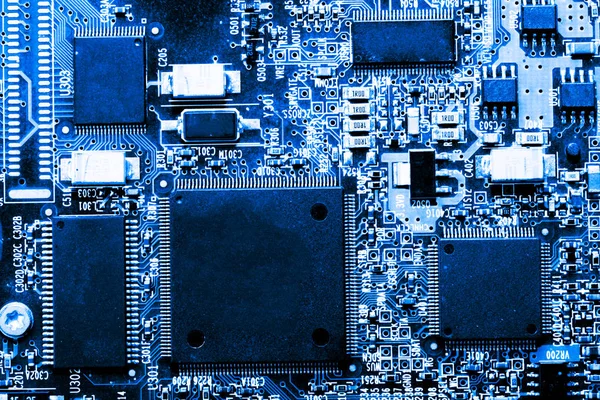 Abstract, close-up de Circuitos Eletrônicos na tecnologia Mainboard fundo do computador. (placa lógica, placa-mãe do cpu, placa principal, placa do sistema, mobo ) — Fotografia de Stock