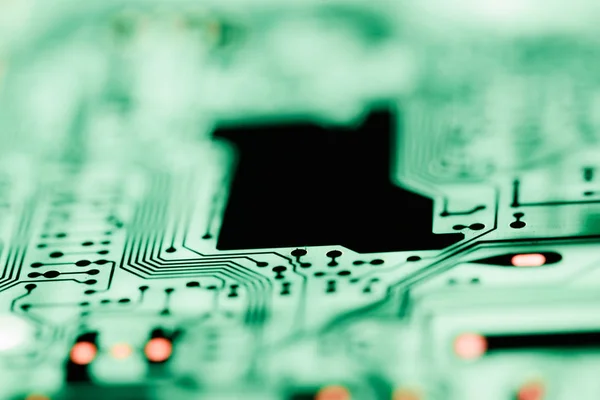 Abstract, Close up at electronic circuits, we see the technology of the mainboard, which is the important background of the computer. (logic board,cpu motherboard,Main board,system board,mobo) — Stock Photo, Image