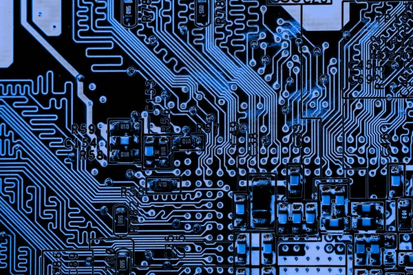 Elvont, közelről elektronikus áramkörök, azt látjuk, a technológia az alaplap, ami fontos a háttérben, a számítógép. (logika-board, cpu, alaplap, fő-fórumon, alaplap, mobo) — Stock Fotó