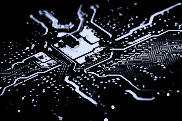 Abstract, close up van elektronische Circuits op moederbord computer technische achtergrond. (printplaat, cpu, Moederbord, Main board, systeemkaart, mobo) — Stockfoto