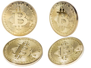 Abstract, Golden Bitcoin para üstünde bilgisayar.