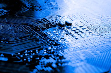 Elektronik devreler anakart bilgisayar teknoloji arka plan üzerinde kapat.
