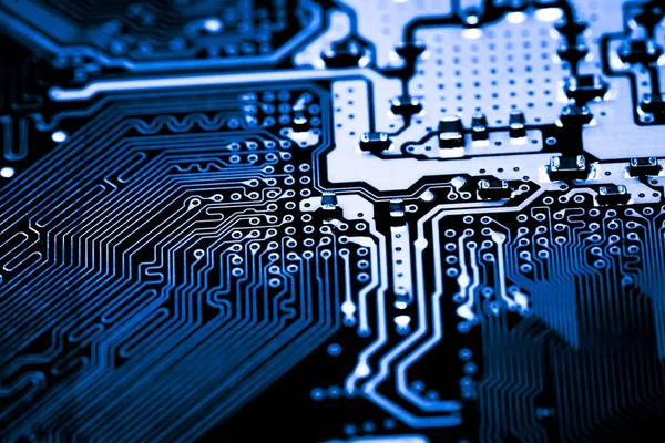 Abstract, close up van elektronische Circuits op moederbord computer technische achtergrond. (printplaat, cpu, Moederbord, Main board, systeemkaart, mobo) Stockfoto