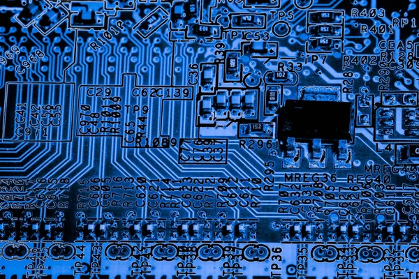 Abstract, close up van elektronische Circuits op moederbord computer technische achtergrond. (printplaat, cpu, Moederbord, Main board, systeemkaart, mobo) — Stockfoto