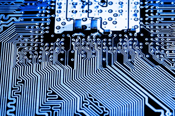 Abstract, close up van elektronische Circuits op moederbord computer technische achtergrond. (printplaat, cpu, Moederbord, Main board, systeemkaart, mobo) — Stockfoto