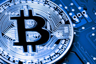 Bitcoin para madencilik grafik kartındaki yakın çekim
