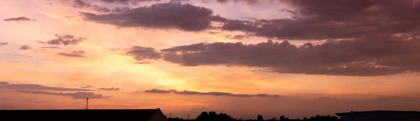 Panorama Himmel Sonnenuntergang Hintergrund Wolken Mit Hintergrund — Stockfoto