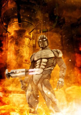 fütüristik asker ve yangın