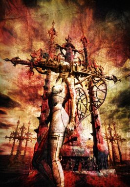 crucifixion golgotha hell painted clipart
