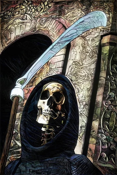 Morte ceifeiro sombrio pintado — Fotografia de Stock