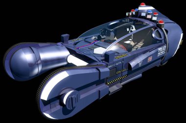 blade runner spinner Araba siyah bir arka plan üzerinde izole 