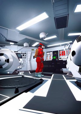 Astronot ve uzay gemisi iç