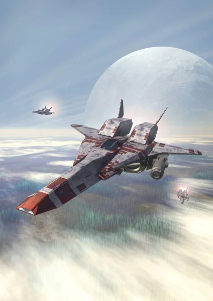 Space fighter on patrol — Stock Photo, Image