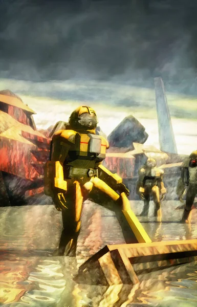 astronot ve spaceshp batık boyalı