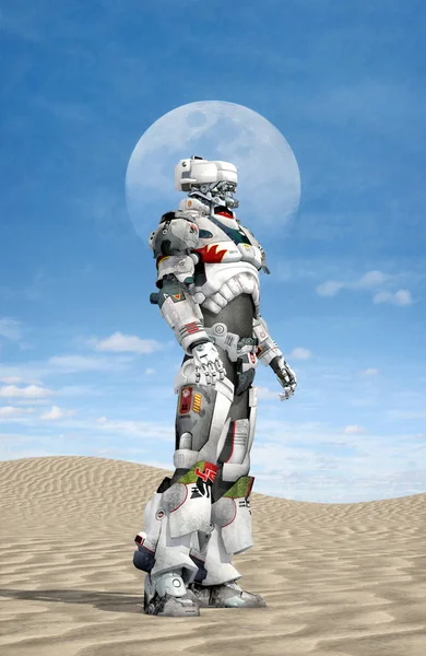 Robot in the desert — Stock Photo, Image