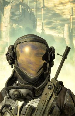 uzay giysisi içinde futuristik lehim