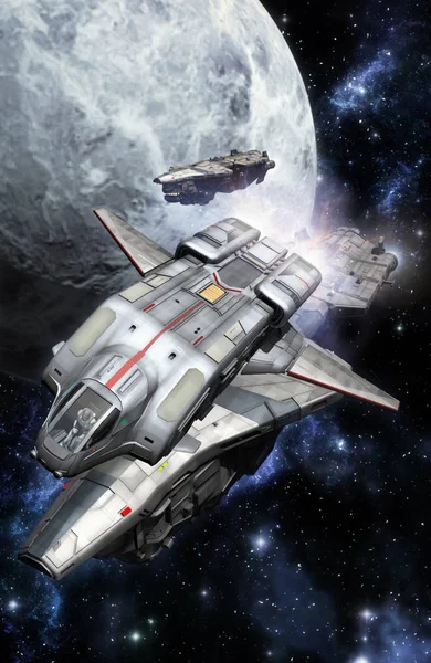 Raumschiffe Flotte Machen Science Fiction Illustration — Stockfoto