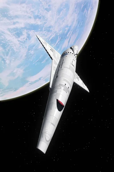 未来のスペースシャトル レンダリング空想科学小説イラスト — ストック写真