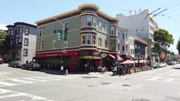 San Francisco Usa August 2019 People Having Lunch Corner Union — 비디오