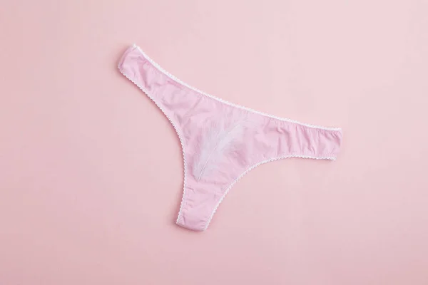 Female Pink Cotton Set Panties Pink Background Women Natural Underwear — Stock Photo, Image