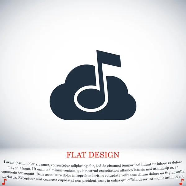 Téléchargement de musique sur l'icône cloud — Image vectorielle