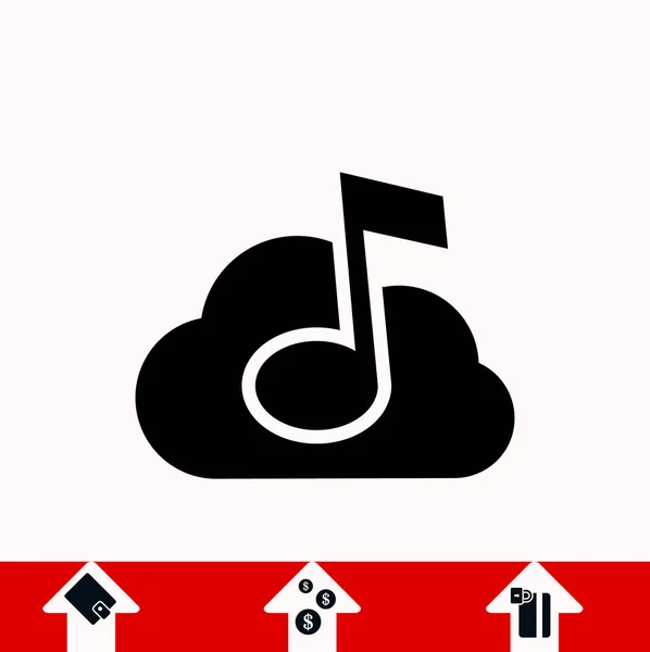 Carga de música descargar al icono de la nube — Vector de stock