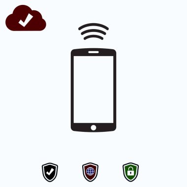 hareket eden smartphone simgesi, hisse senedi vektör çizim düz tasarım stili