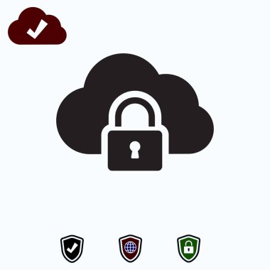 kilit bulut simgesi, hisse senedi vektör çizim düz tasarımı