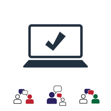 dizüstü bilgisayar kutsal kişilerin resmi, hisse senedi vektör çizim düz tasarım stili