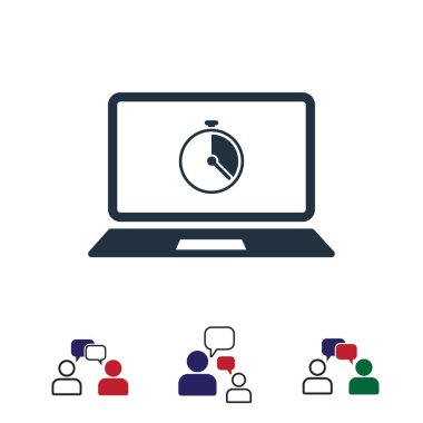 dizüstü bilgisayar kutsal kişilerin resmi, hisse senedi vektör çizim düz tasarım stili